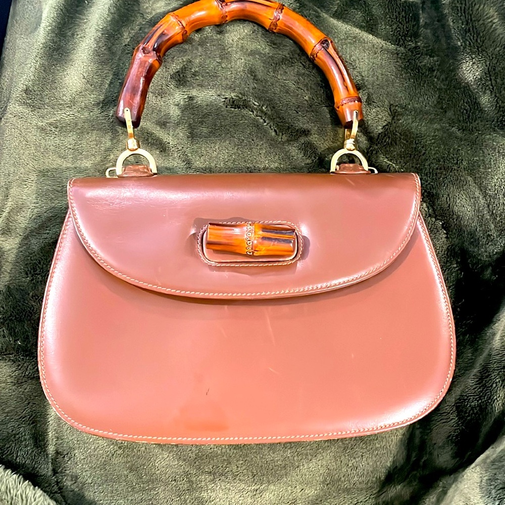 GUCCI Bamboo Top Handle Leather Handbag 🤎💛#00012270688 COA🤎